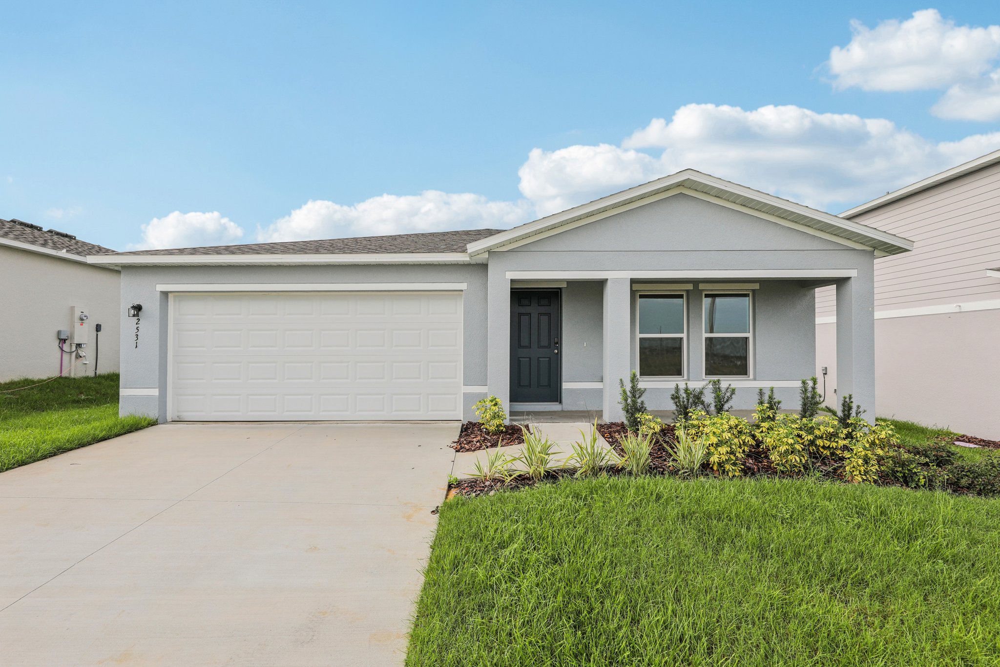 A house with a garage.