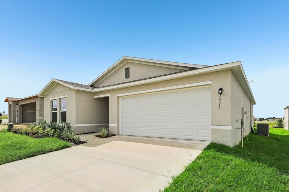 A house with a garage.