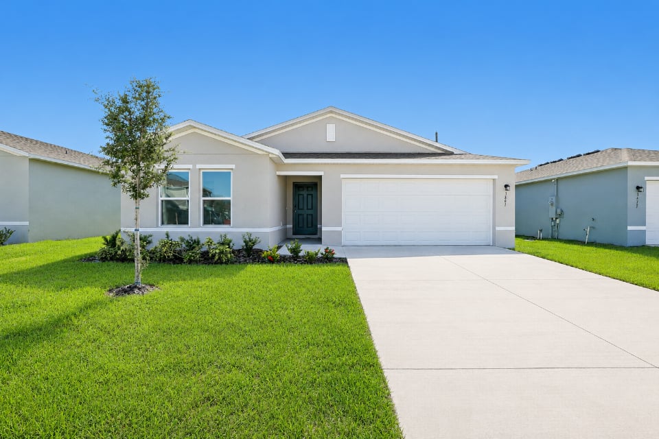 A house with a driveway.