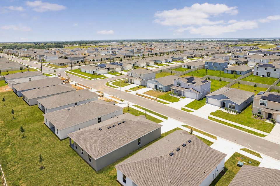 Aerial view of a town.