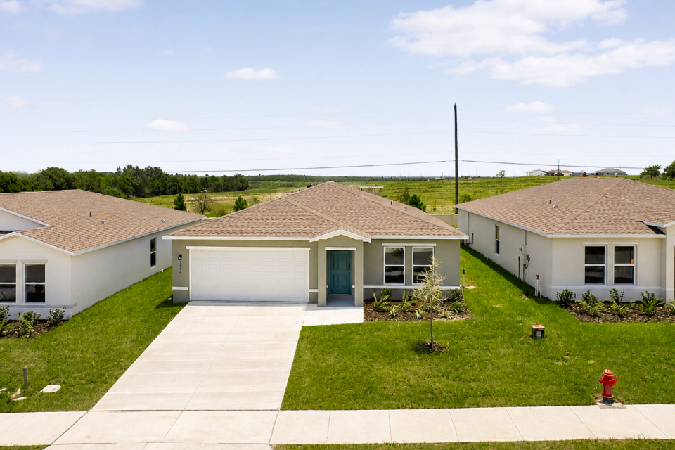 A house with a driveway.