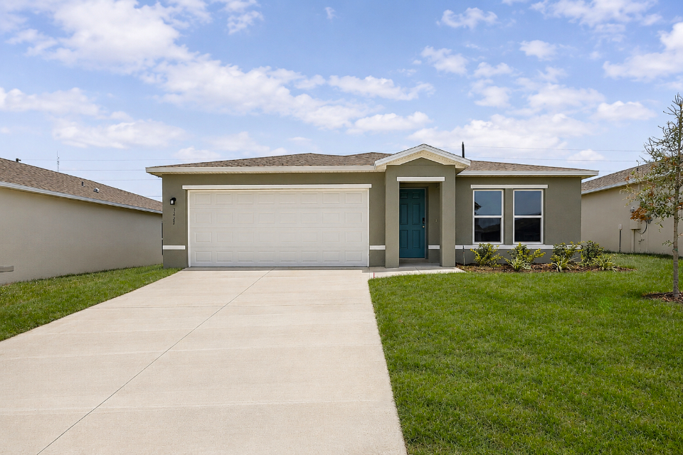 A house with a garage.