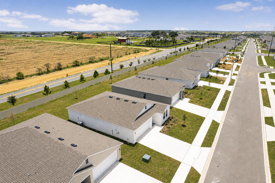 A building with a parking lot.