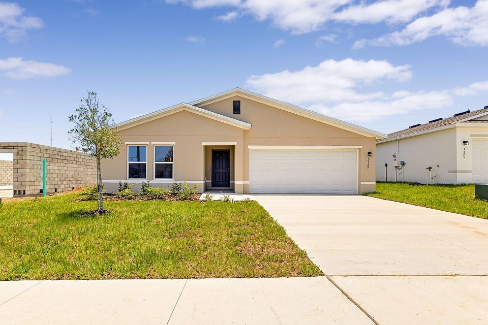 A house with a driveway.