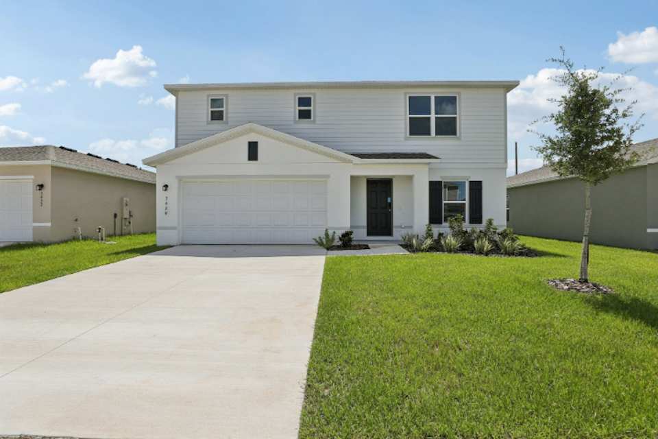 A house with a driveway.