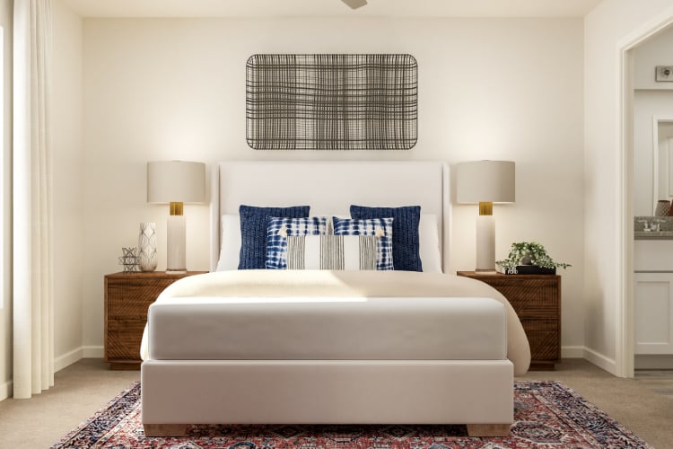 A white couch in a room.