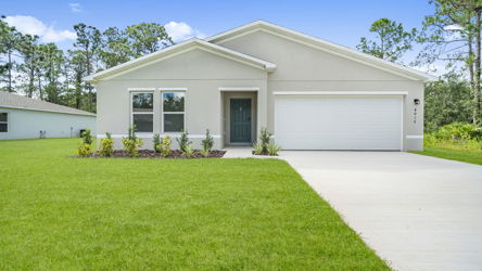A house with a garage.