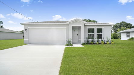 A house with a garage.