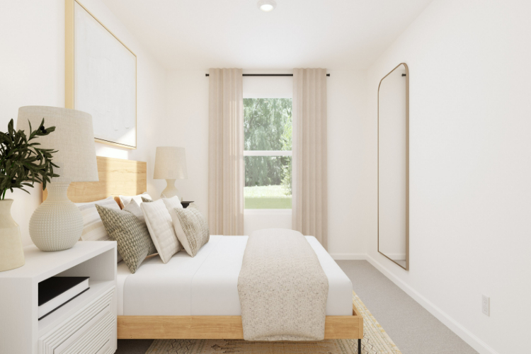 A white couch in a room.