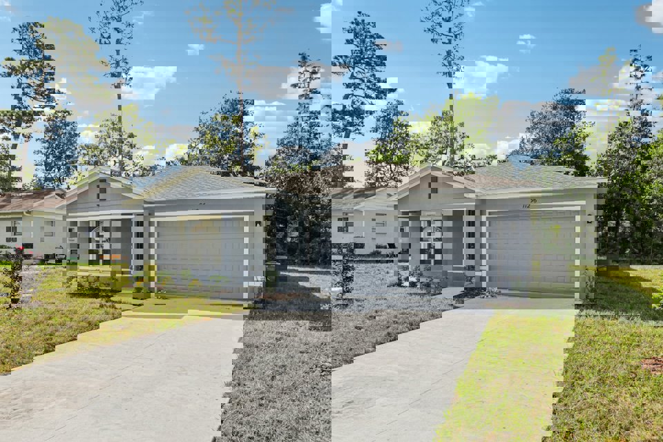 A house with a garage.