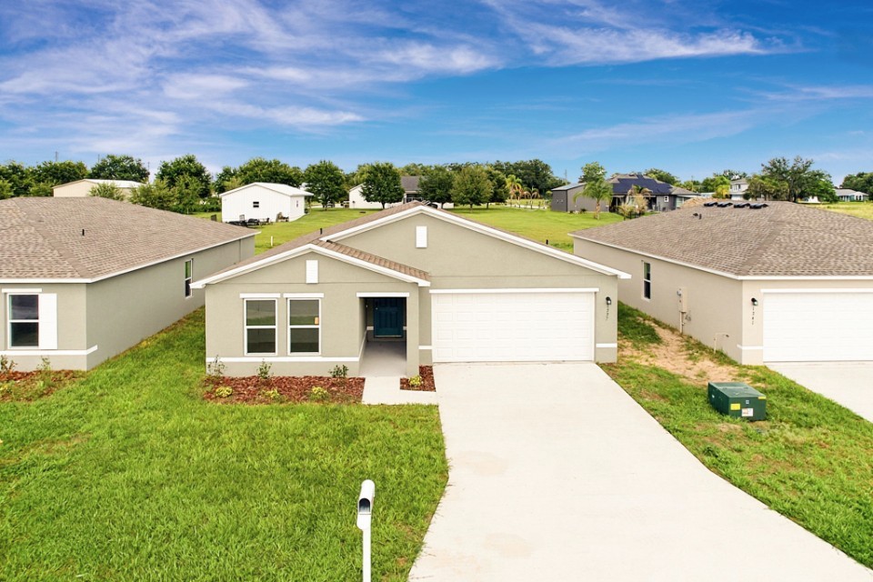 A house with a driveway.
