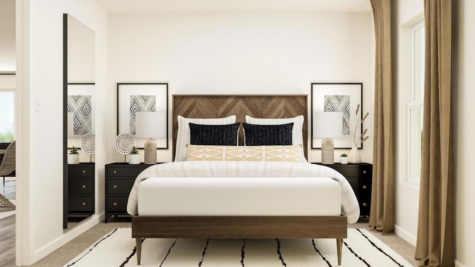 A bed in a room.