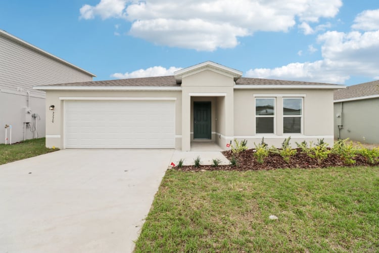 A house with a garage.