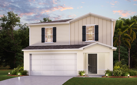 Sumter Villas single-family one-story stucco render Lynford Elevation A in Bushnell FL