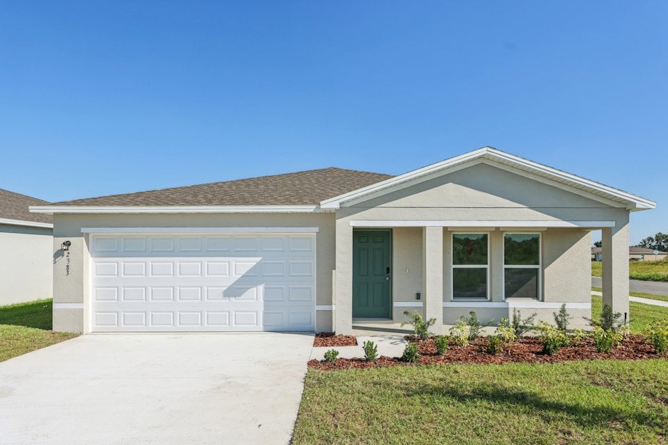 A house with a garage.
