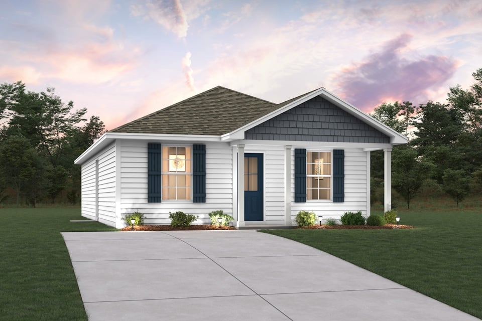 A house with a driveway.