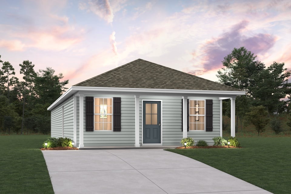 A house with a driveway.