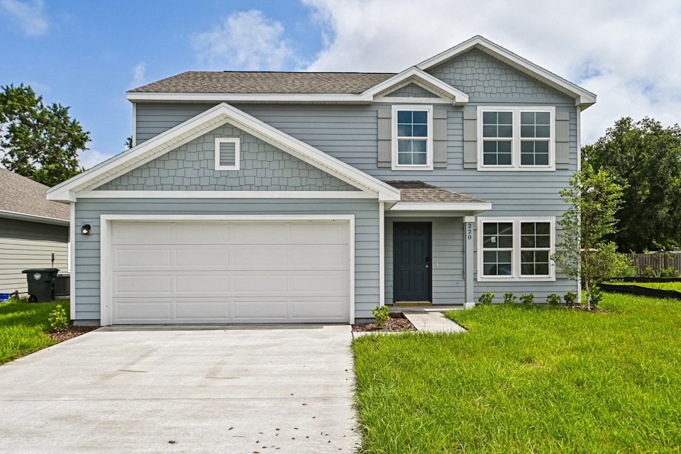 A house with a garage.