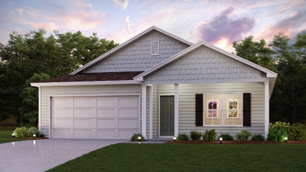 A house with a lawn.