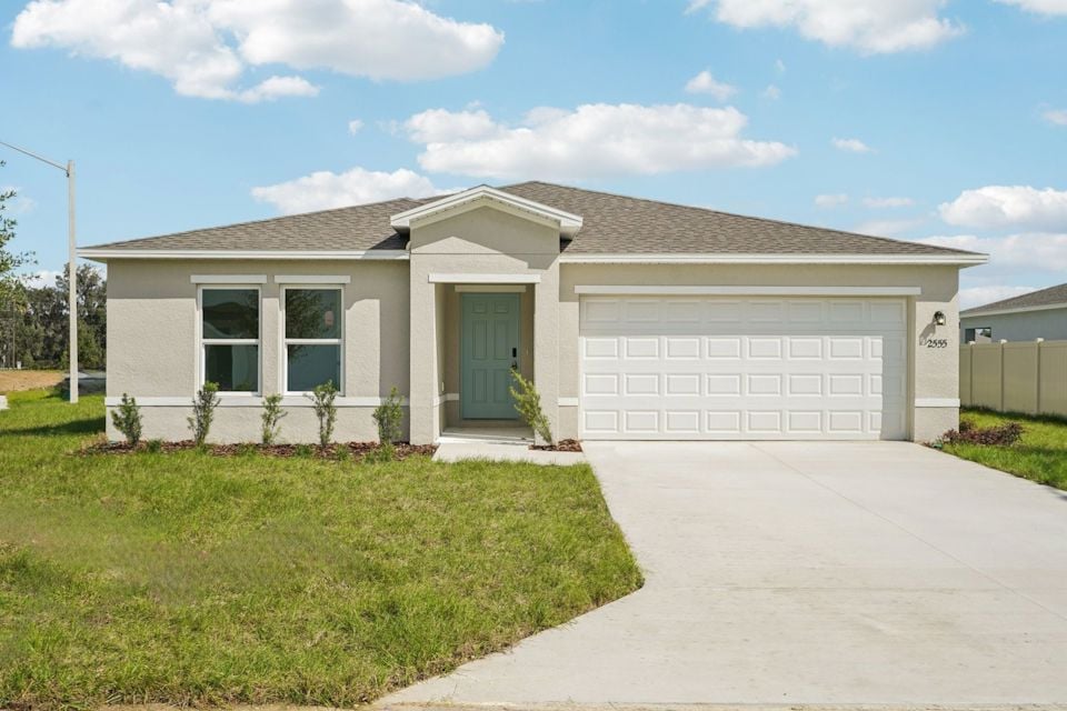 A house with a garage.
