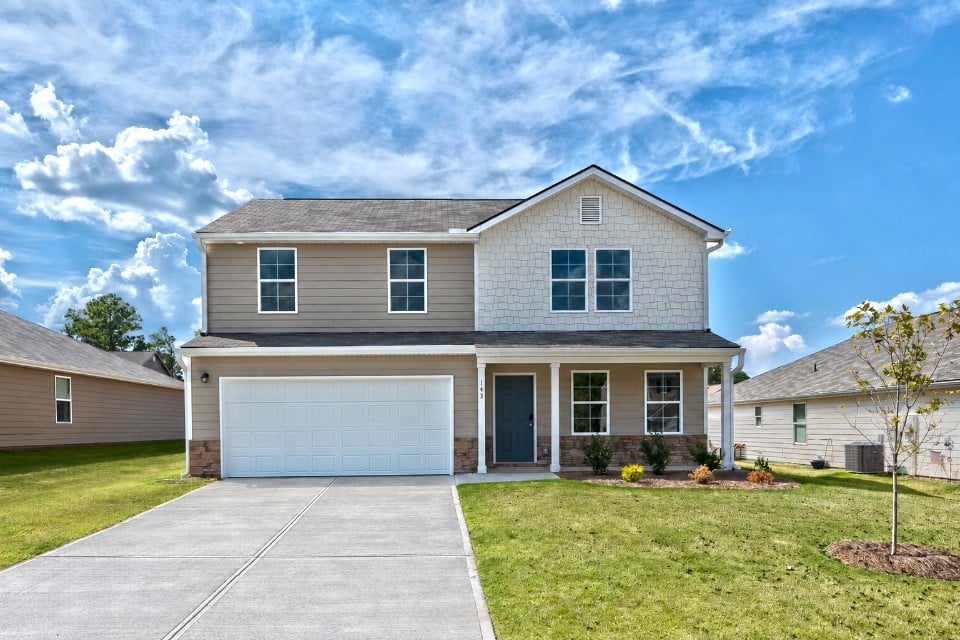 A house with a garage.
