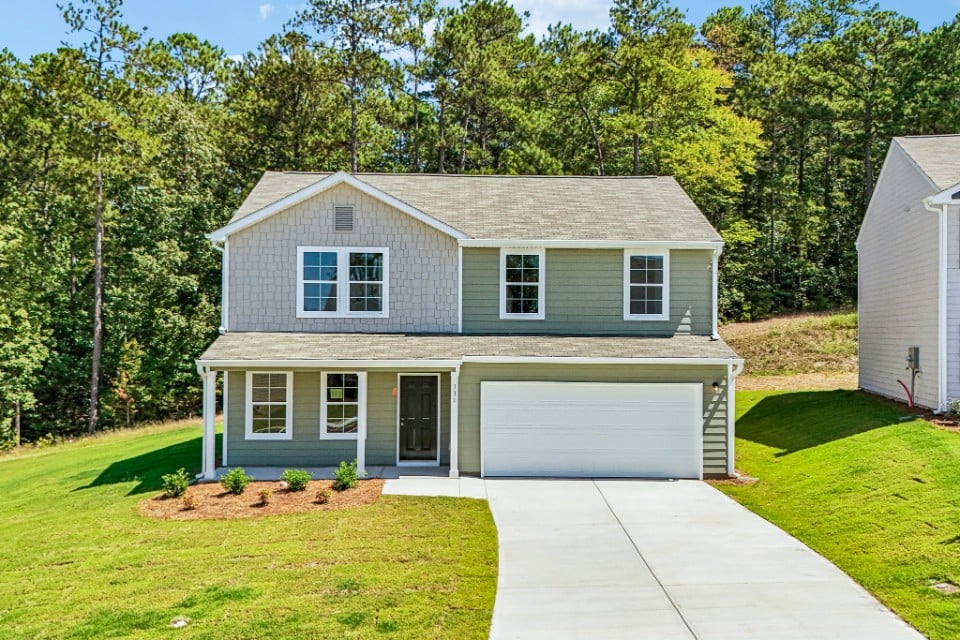 A house with a garage.