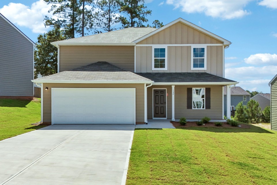 A house with a garage.