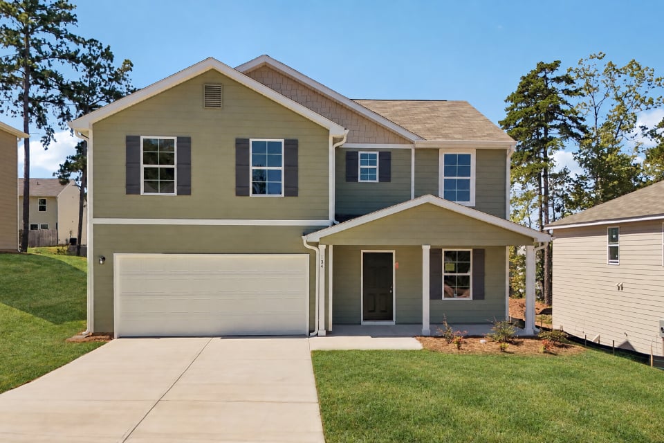 A house with a garage.