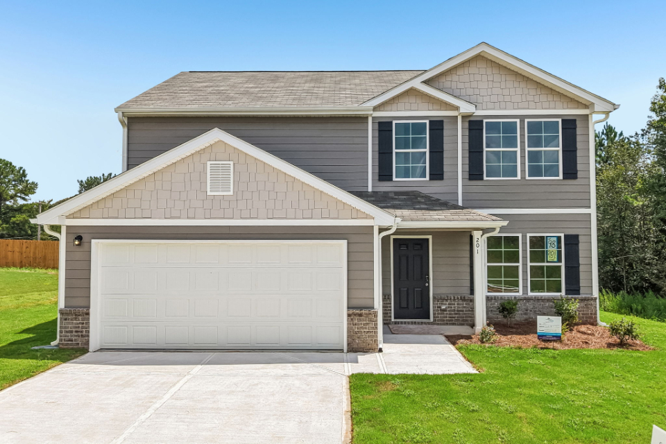 A house with a garage.