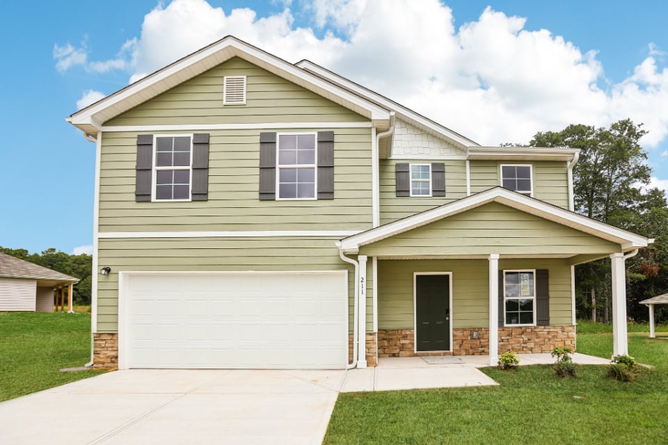 A house with a garage.