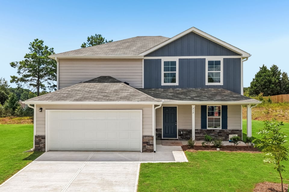 A house with a garage.