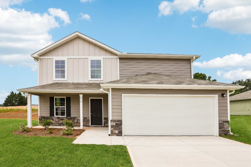 A house with a garage.