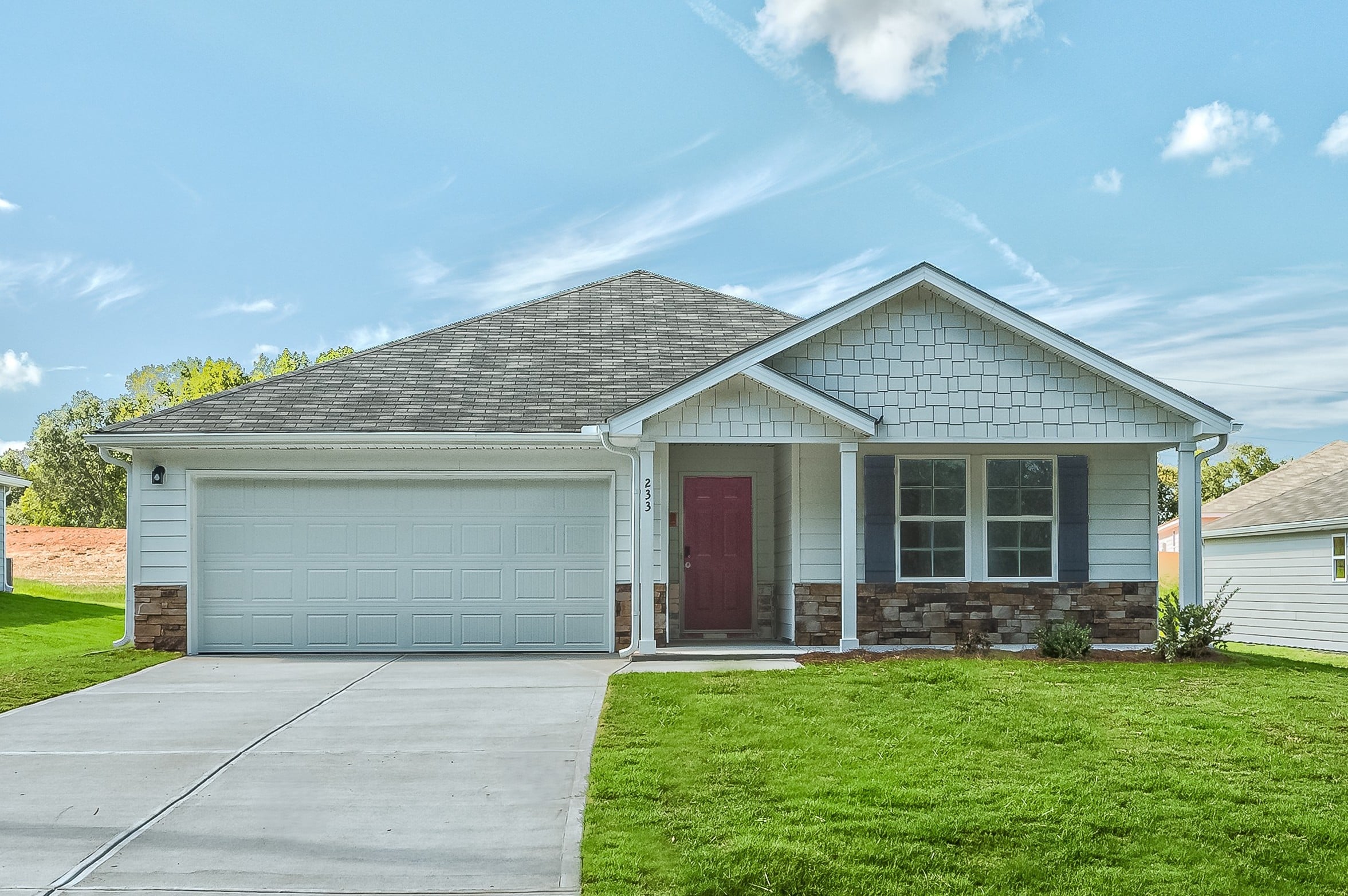 A house with a garage.