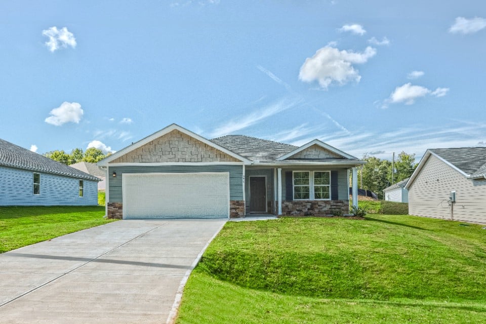 A house with a garage.