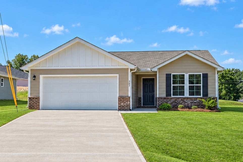 A house with a garage.