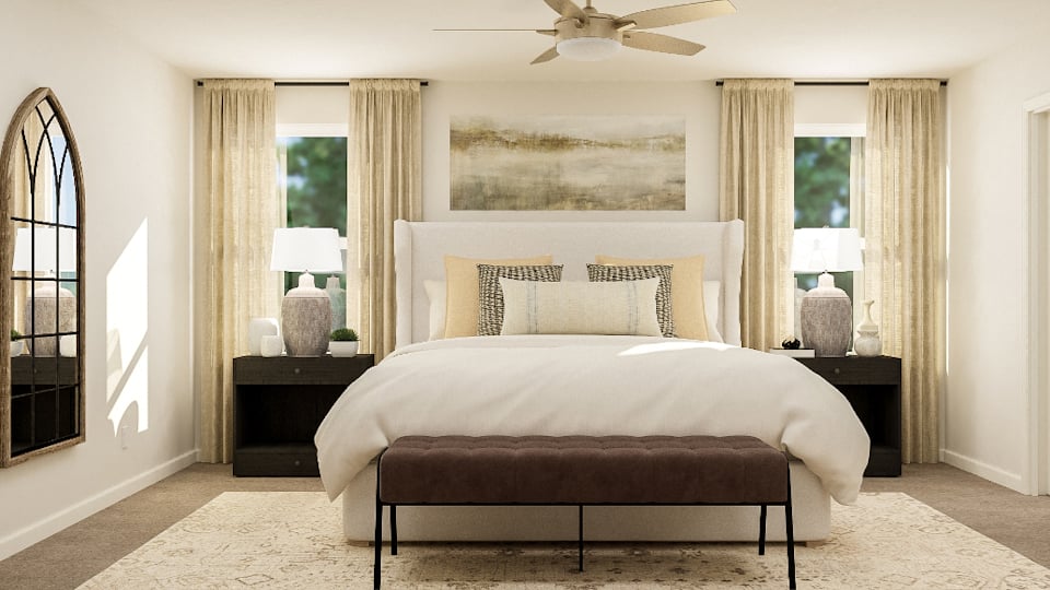 A bed in a room.
