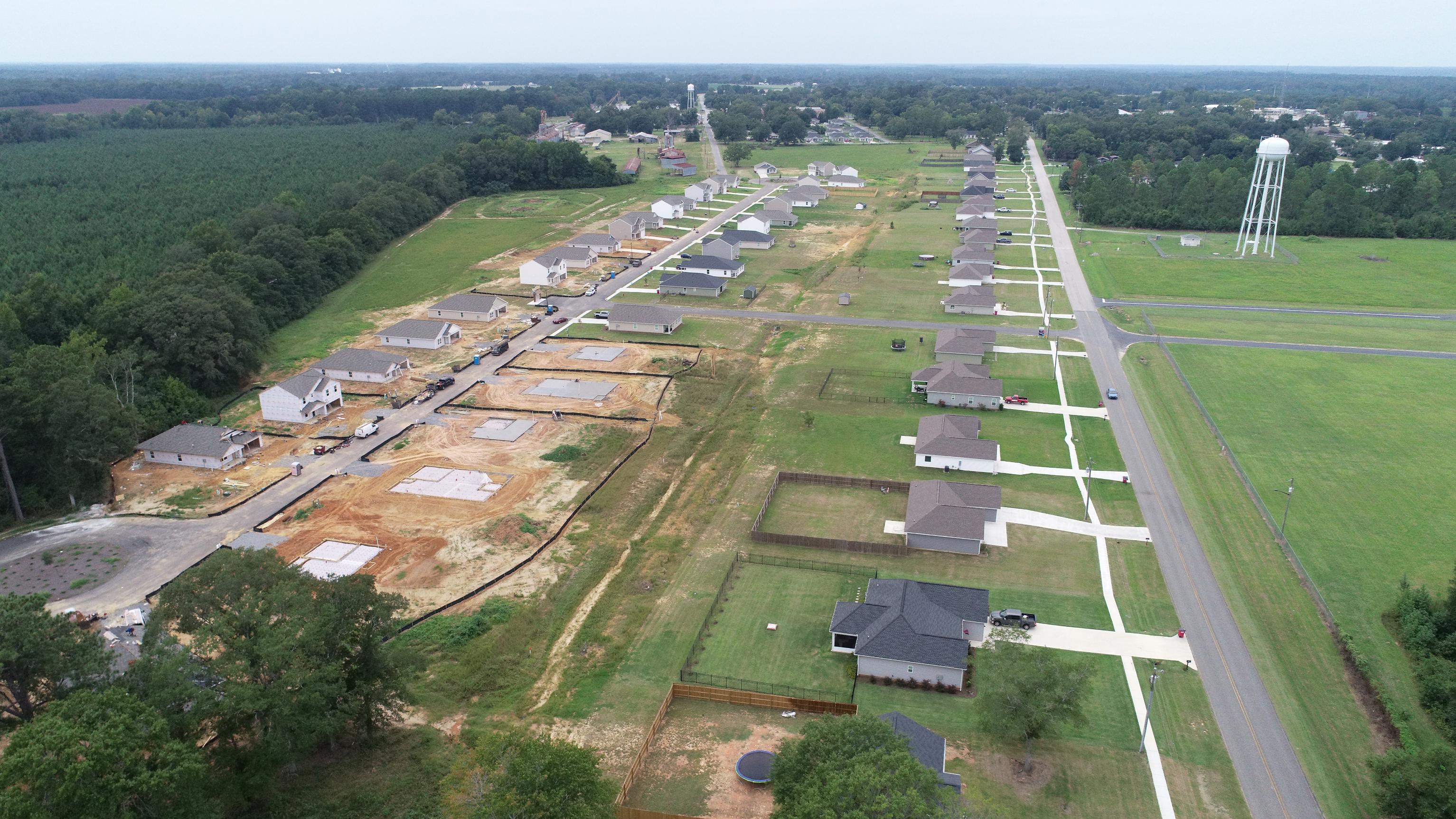 A large area with roads and buildings.