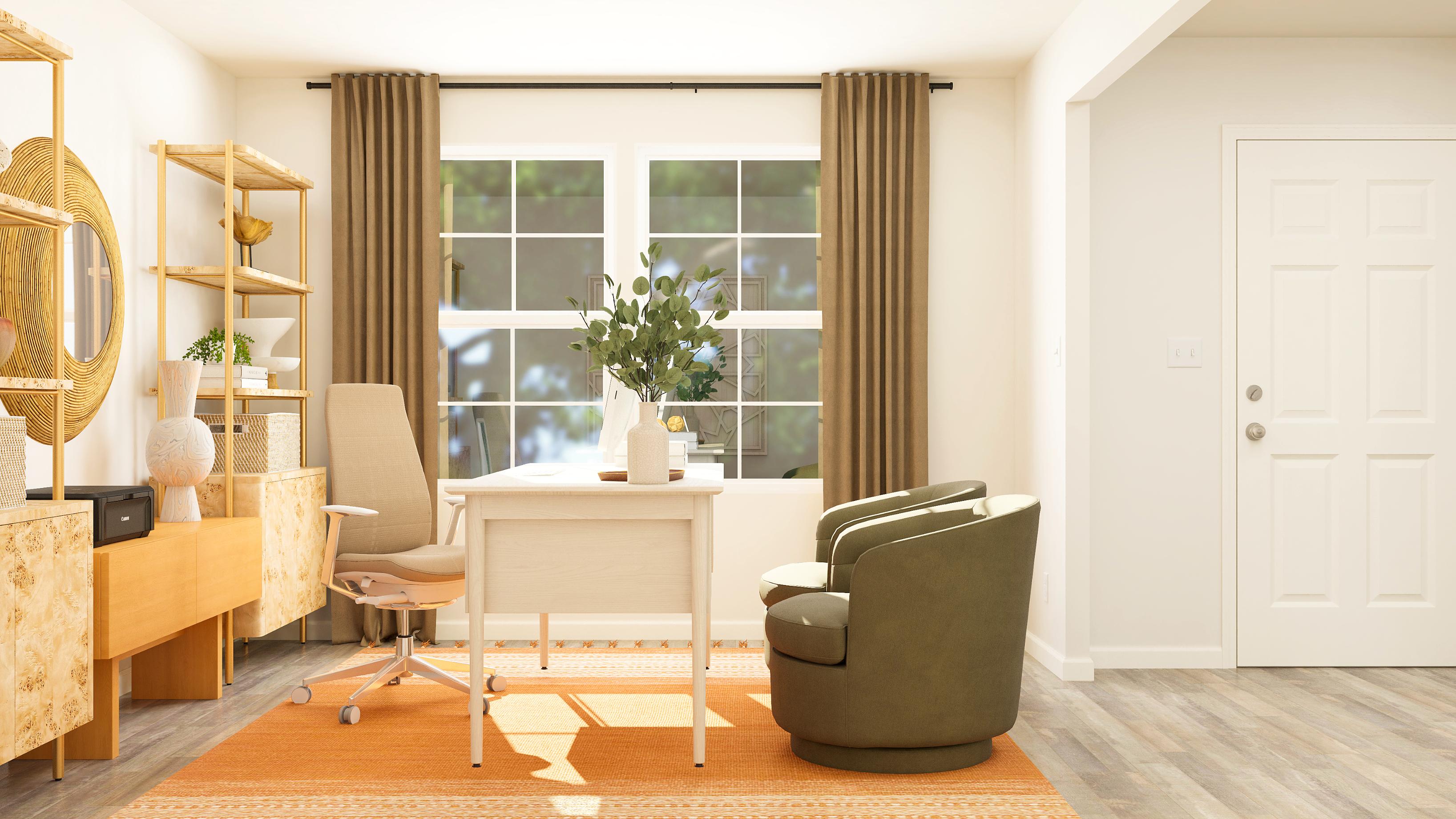 A room with a table chairs and a window.