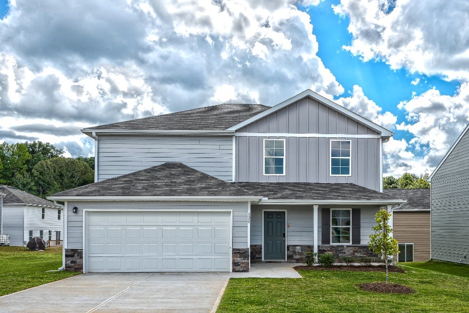 A house with a garage.