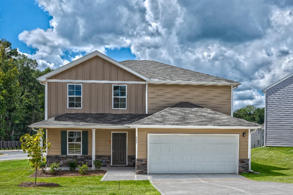 A house with a garage.