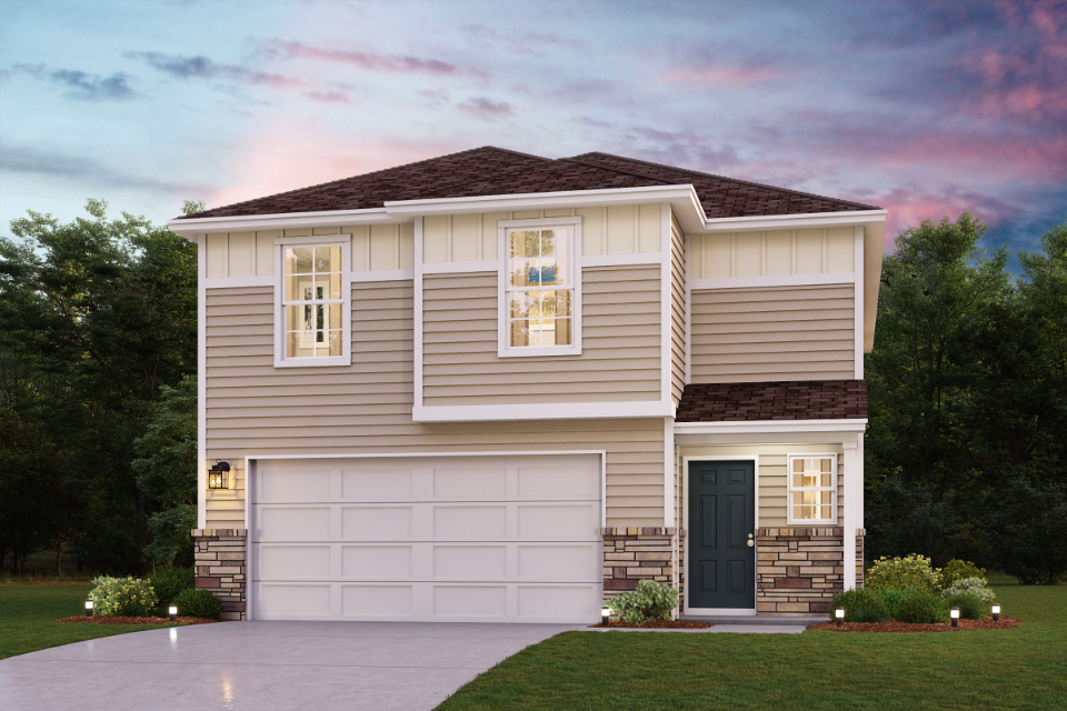 A house with a garage.