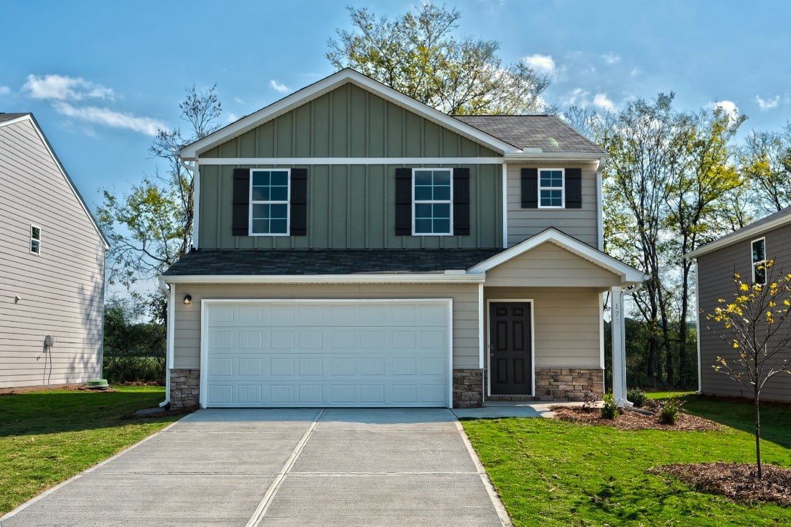 A house with a garage.