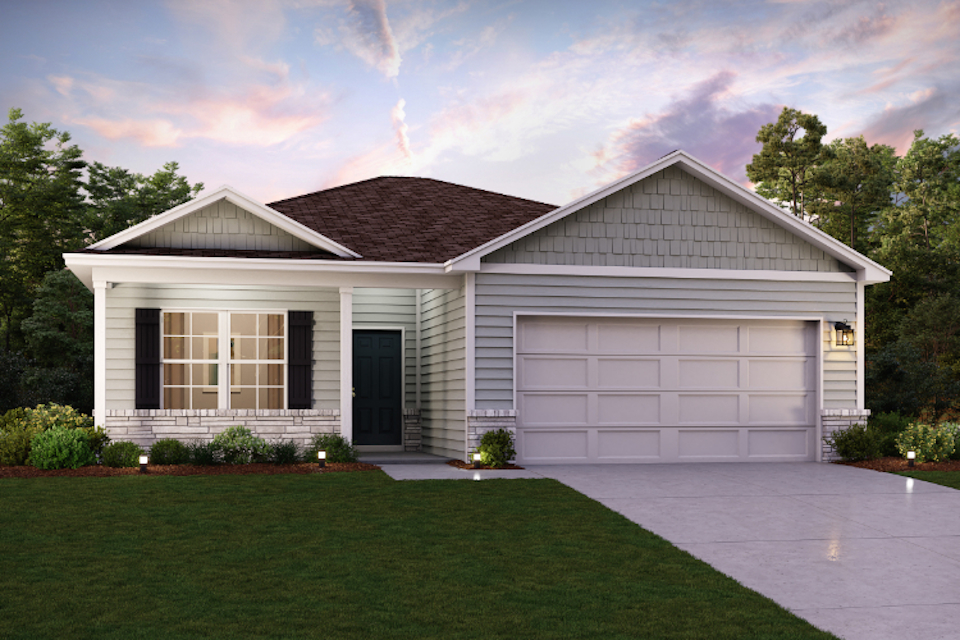 A house with a garage.