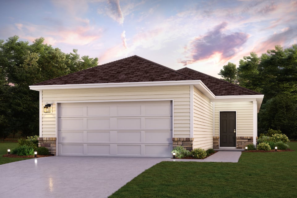 A house with a garage.