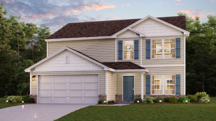 A house with a garage.