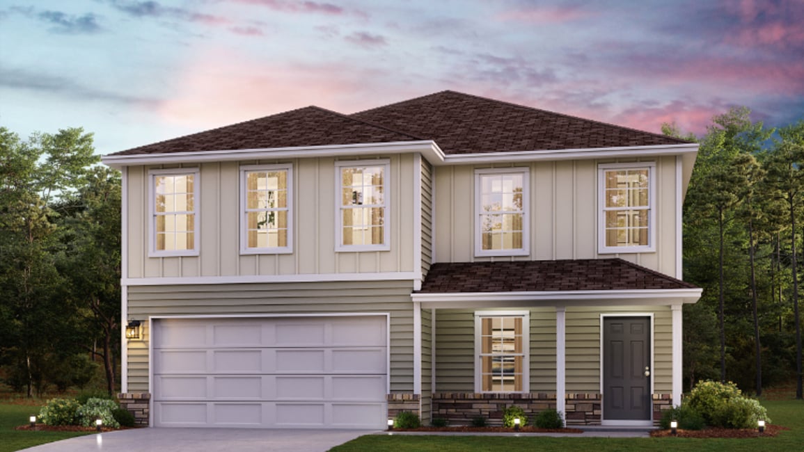 A house with a garage.
