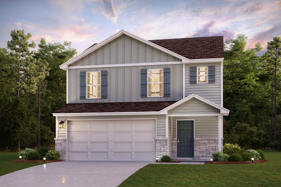 A house with a garage.