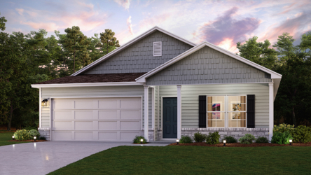 A house with a lawn.