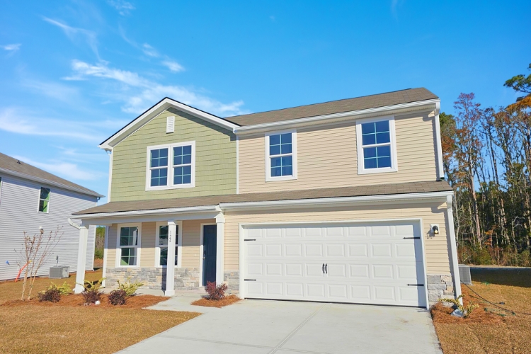 A house with a garage.