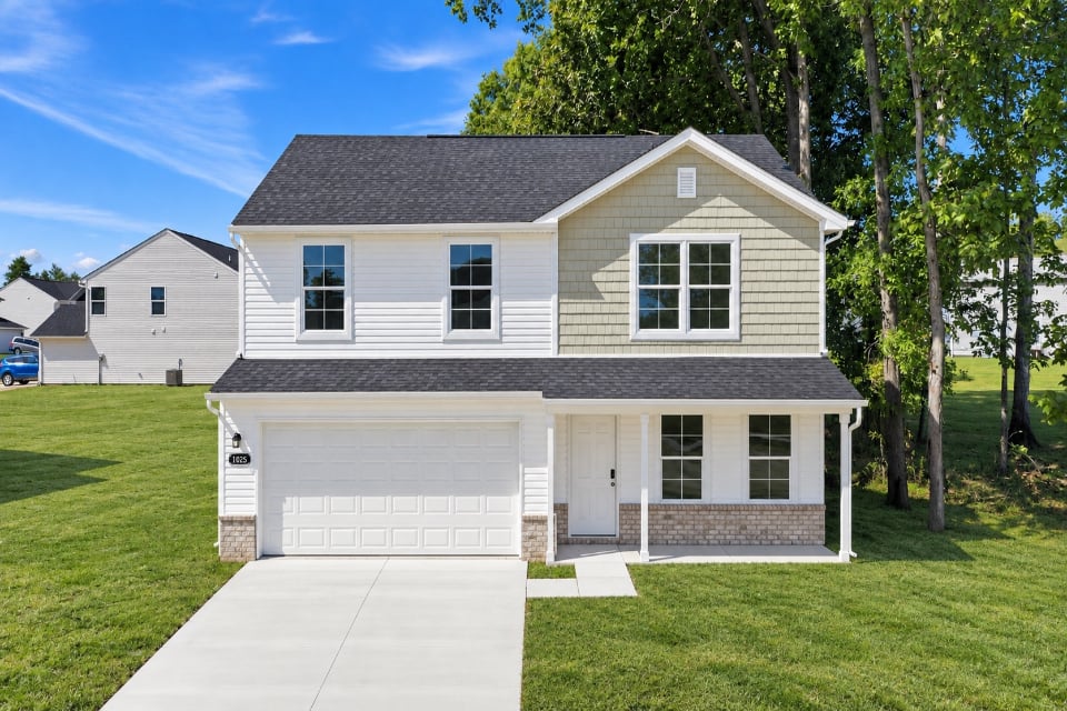 A house with a garage.